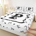 thumbnail image 4 of Erosebridal Princess Bowknot Girls Bed Sheets, Monogrammed P King Sheets, White Black, 4pcs, 4 of 5