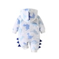 thumbnail image 5 of Cjfdfy Newborn Baby Boy Fall Winter Clothes Infant Baby Boy Halloween Dinosaur Costume Warm Plush Hooded Romper One Piece Animal Outfit Front Button Long Sleeve Jumpsuit, 5 of 9