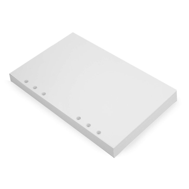 Insertos para planificador de carpetas de 6 anillas A5 - 8 1/4 x 5 5/8 "" - Hojas sueltas en blanco de color crema grueso Recambios de papel A5 compatibles con Filofax 6 orificios 100 hojas 200 página
