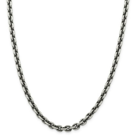 Primal Silver Sterling Silver 5.6mm Antiqued Cable Chain