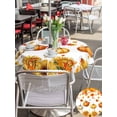 thumbnail image 4 of Outdoor Tablecloth with Umbrella Hole and Zipper, Orange Pumpkins Fall Round Table Cloth 54 Inch Waterproof Tablecloth, Thanksgiving Sunflower Leaf Picnic Table Cover for Patio Camping, 4 of 7