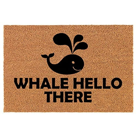 Coir Doormat Front Door Mat New Home Closing Housewarming Gift Whale Hello There Funny (24" x 16" Small)