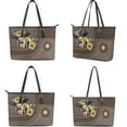 thumbnail image 3 of LedBack Womens Handbag with Wallet Set Sunflower Cow Print Tote Satchel Shoulder Purse with Matching Wristlet Wallet PU Leather Top Handle Handbag with Purse Set of 2, Brown, 3 of 4