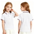 thumbnail image 4 of Girls Girls Short Sleeve Polo Shirts Kids School Uniform Shirts Summer Cotton Golf Polo T-Shirts Tops White 130, 4 of 4