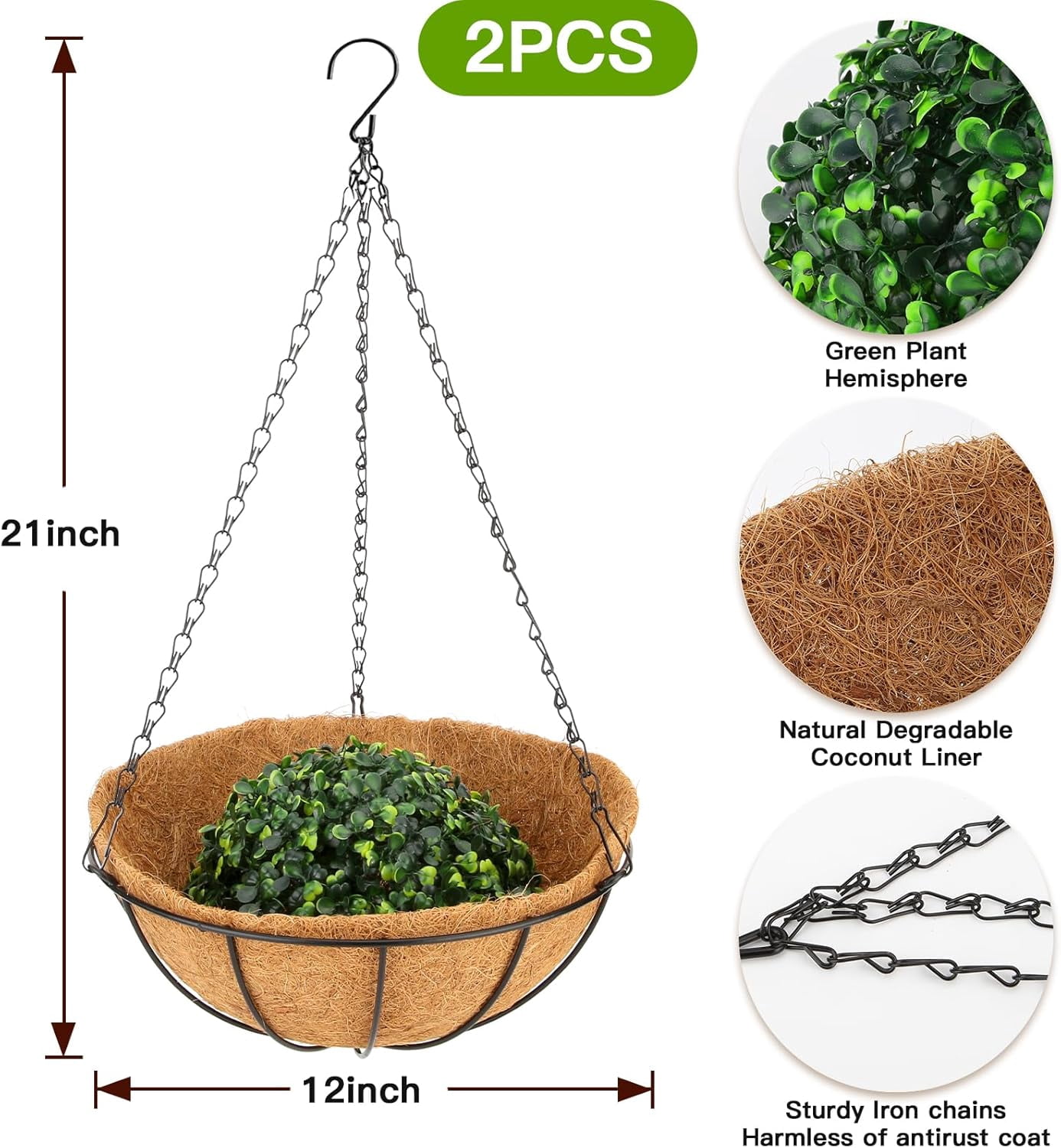 24 Bundles Artificial Hanging Flowers with 2 Baskets for Outdoors, Artificial Hanging Plants Outdoors, Fake Hanging Flowers Daisy Eucalyptus Realistic UV Resistant for Garden Patio Porch Summer Decor