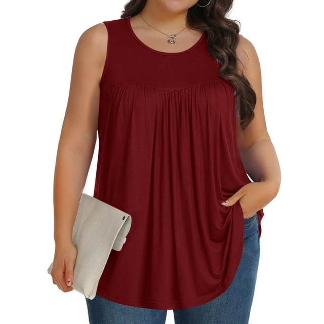 Karight Camisoles Grande Taille pour Femmes Sans Manches à Col Rond d'Été Décontractées Amples