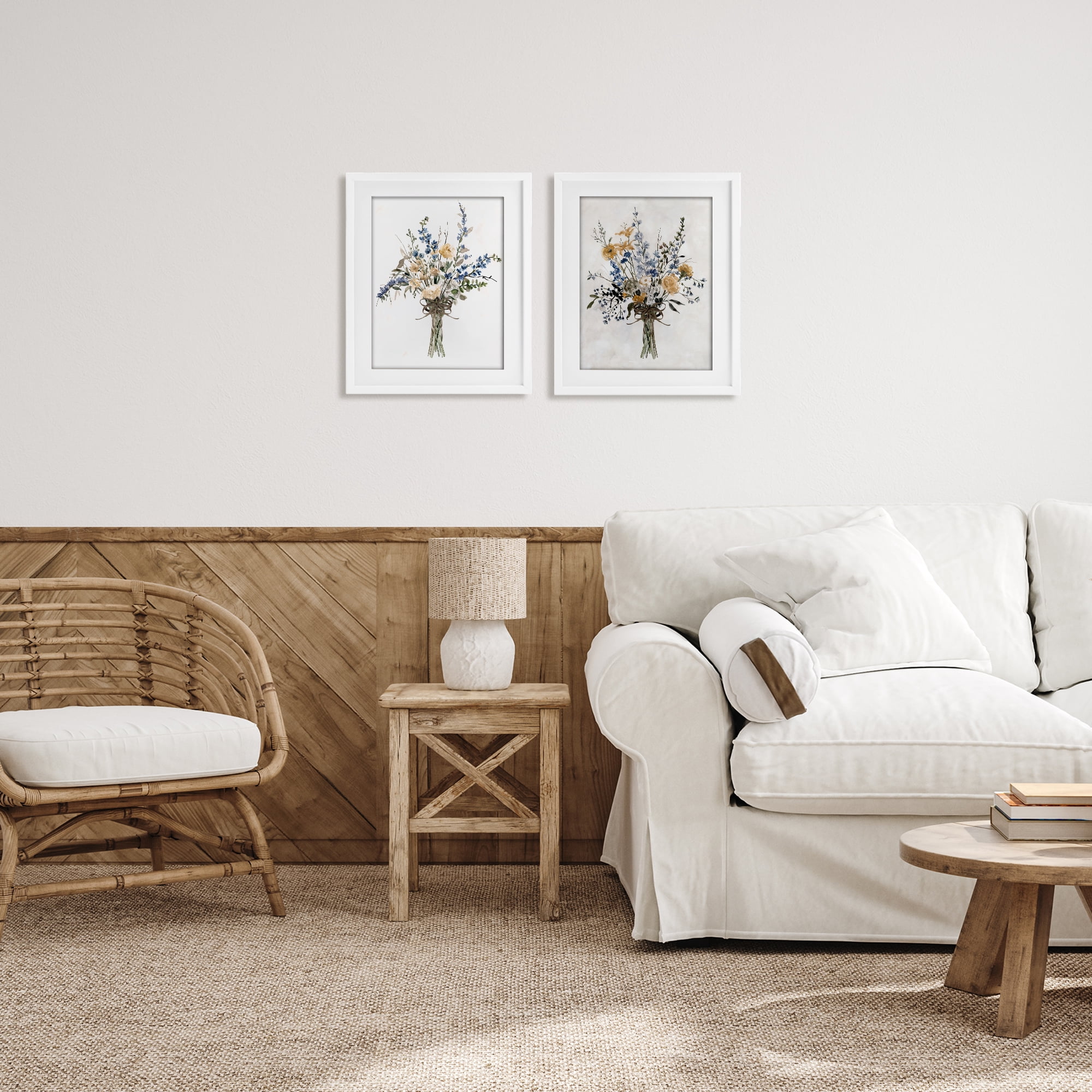 Stupell Industries Bushels of Herbs 2 Piece White Framed Print Under Glass Set, design by Carol Robinson