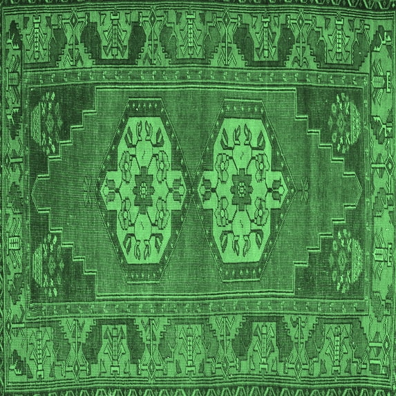 Ahgly Company Indoor Square Persian Emerald Green Traditional Area Rugs, 6' Square