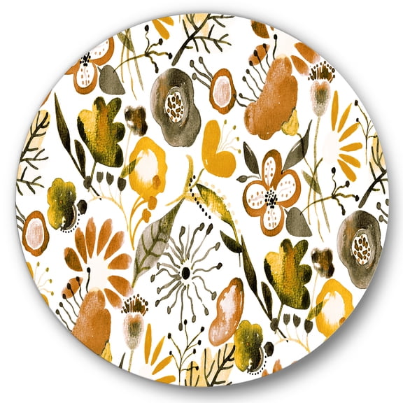 Designart 'Vital Abundance Of Wildflowers I' Modern Circle Metal Wall Art 36x36 - Disc of 36