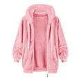 thumbnail image 4 of Omexry Winter Coats for Women, 2025 Fashion Winter Clearance Fashion Women's Warm Winter Zipper-Neck Casual Long Sleeve Hooded Coat Outwear Pink XXXXL, 4 of 5