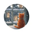 thumbnail image 2 of 15.4" Round Placemat Set of 1 Polyester Fabric Place Mats Non-Slip Dining Kitchen Table Mats for Kitchen Party Decor Cat by The Window, 2 of 5