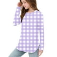 thumbnail image 6 of YUNAFFT Girls Checkered Long Sleeve Round-Neck Blouse Cotton-Like Stretch Side Slits Casual Top 2-12Y, 6 of 6