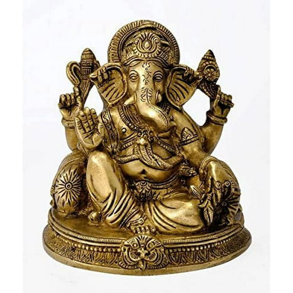 GangesIndia Lord Vinayaka Brass Statue (15.88 CM, 15.24 CM, 10.80 CM)