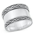 thumbnail image 1 of Wide Bali Statement Ring .925 Sterling Silver Rope Knot Milgrain Band Jewelry Female Male Size 11, 1 of 4