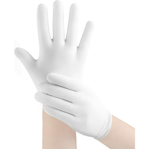 ZJQYDS 5 Pairs White Cotton Gloves for Dry Hands Sleeping, Soft Moisturizing Eczema Gloves Overnight for Women & Men, Breathable Lotion spa Gloves, Work Glove for Jewelry Coin Inspection