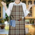 thumbnail image 6 of Brown Beige Plaid Checkered Pattern Apron-Garden Aprons for Women with Pockets-Cotton Linen Waterproof Kitchen Cooking Gardening Aprons Adjustable for Kitchen,Cooking,BBQ and Salon 33x27 Inch, 6 of 7