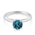 thumbnail image 2 of Gem Stone King 14K White Gold London Blue Topaz Solitaire Engagement Ring for Women (1.33 Cttw, Gemstone November Birthstone, Round 6.5MM, Size 8), 2 of 4
