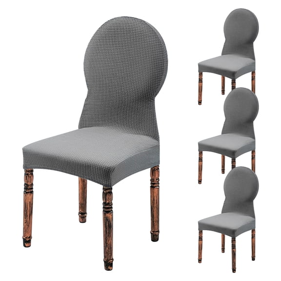 4 Pcs Round Back Dining Chair Cover High Stretch Dining Room Seat Chair Slipcovers Washable Kitchen Chair Protector Cover Solid Color Soft Dining Chair Covers for Dining Room