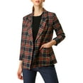 thumbnail image 6 of INSPIRE CHIC Women's Jacket Notched Lapel Double Breasted Padded Shoulder Blazer L Dark Blue, 6 of 9