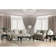Transitional Light Brown Chenille Sofa and Loveseat FOA Ezrin