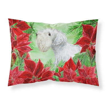 Sealyham Terrier Poinsettas Fabric Standard Pillowcase