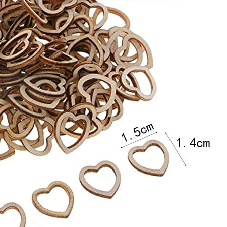 

100pcs Wood Chips Hollow/Solid Love-shaped Mini Handmade Diy Handicraft Creative Home Decor