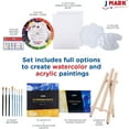 thumbnail image 2 of Acrylic and Watercolor Paint Set – 40-Piece Art Canvas Painting Kit for Adults, 24 Acrylic and Watercolor Paints, Wood Easel, Canvases, Watercolor Paper, Brushes, Palettes, Color Mixing Guide, 2 of 5