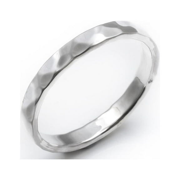 Silverly 925 Sterling Silver Ring with a Hammered Finish 3 mm - Thin Wedding Band - Men's Rings - Wedding Rings His and Hers - Minimalist Classic Silver Stacking Rings Jewellery