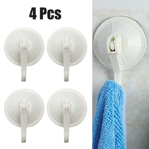 CHENGSI for 4 Pack Heavy Duty Suction Cup Hooks for Bathroom Kitchen Bedroom Office - Strong Wall Mounted Hangers for Tile Glass Mirror Metal Non-Porous Surfaces