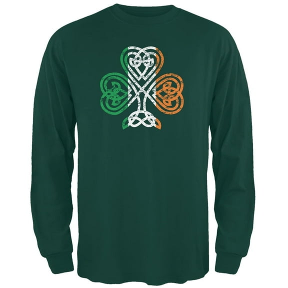 Old Glory Mens St. Patricks Day Shamrock Knot Long Sleeve Graphic T Shirt
