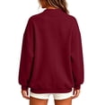 thumbnail image 4 of XPMWRP Women's Oversized Open Front Fleece Cardigan, V-Neck Long Sleeve Coat with Pockets, Casual Lounge Outerwear Red M, 4 of 9