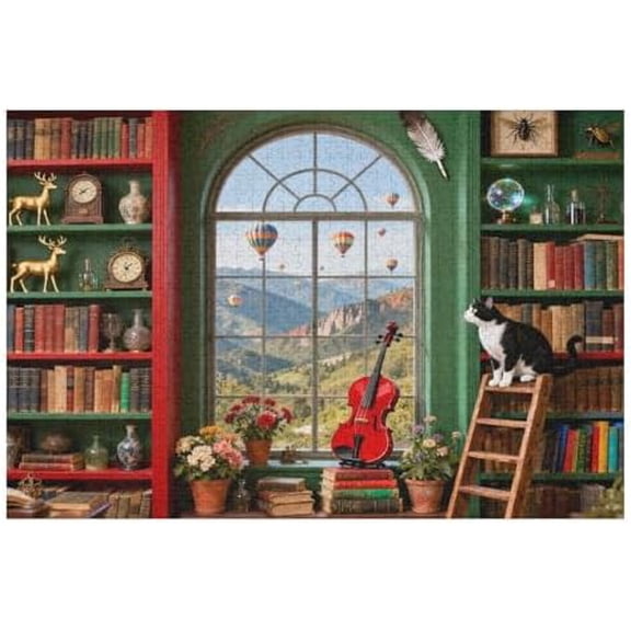Bookshelf 500 Piece Jigsaw Puzzle for Adults, Interlock Perfectly, Letters on Back, No Dust, DIY Home Decoration Puzzle, Birthday Gift for Women, Teens, Adults, Seniors