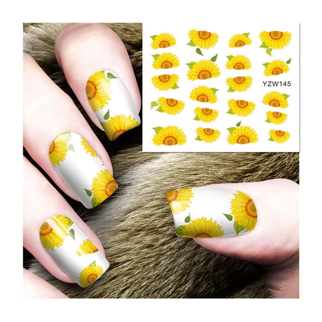 Fiudx Calcomanías de Agua para Transferencia de Arte de Uñas, Hojas Grandes, Decoración de Manicura