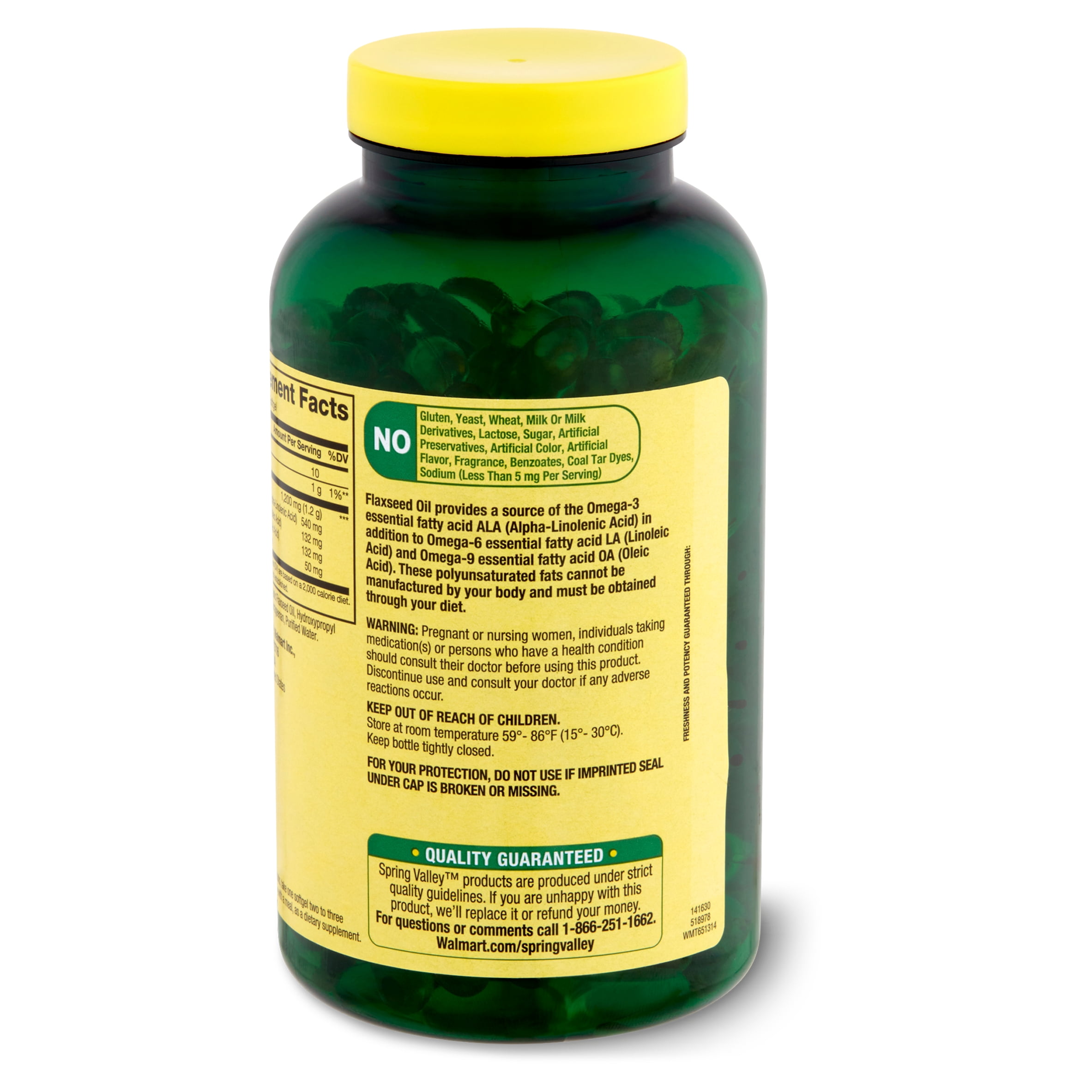 Spring Valley Flaxseed Oil Dietary Supplement, 1,200 mg, 200 Count