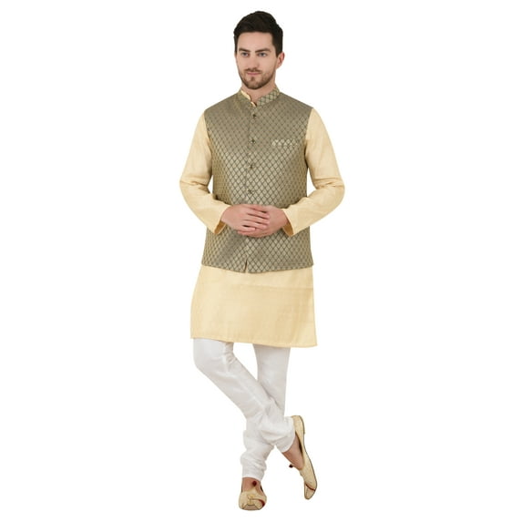 eloria Men's Nehru Jacket Waistcoat Indian Waistcoat Blazer Jacquard Jacket