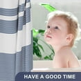 thumbnail image 3 of Shower Curtain, Striped Blue Cloth Shower Curtain Sets with 12 Shower Curtain Hooks, Rustic Fabric Blue and White Shower Curtain, Washable Farmhouse Bathroom Shower Curtain, 72x72 Inches, 3 of 6