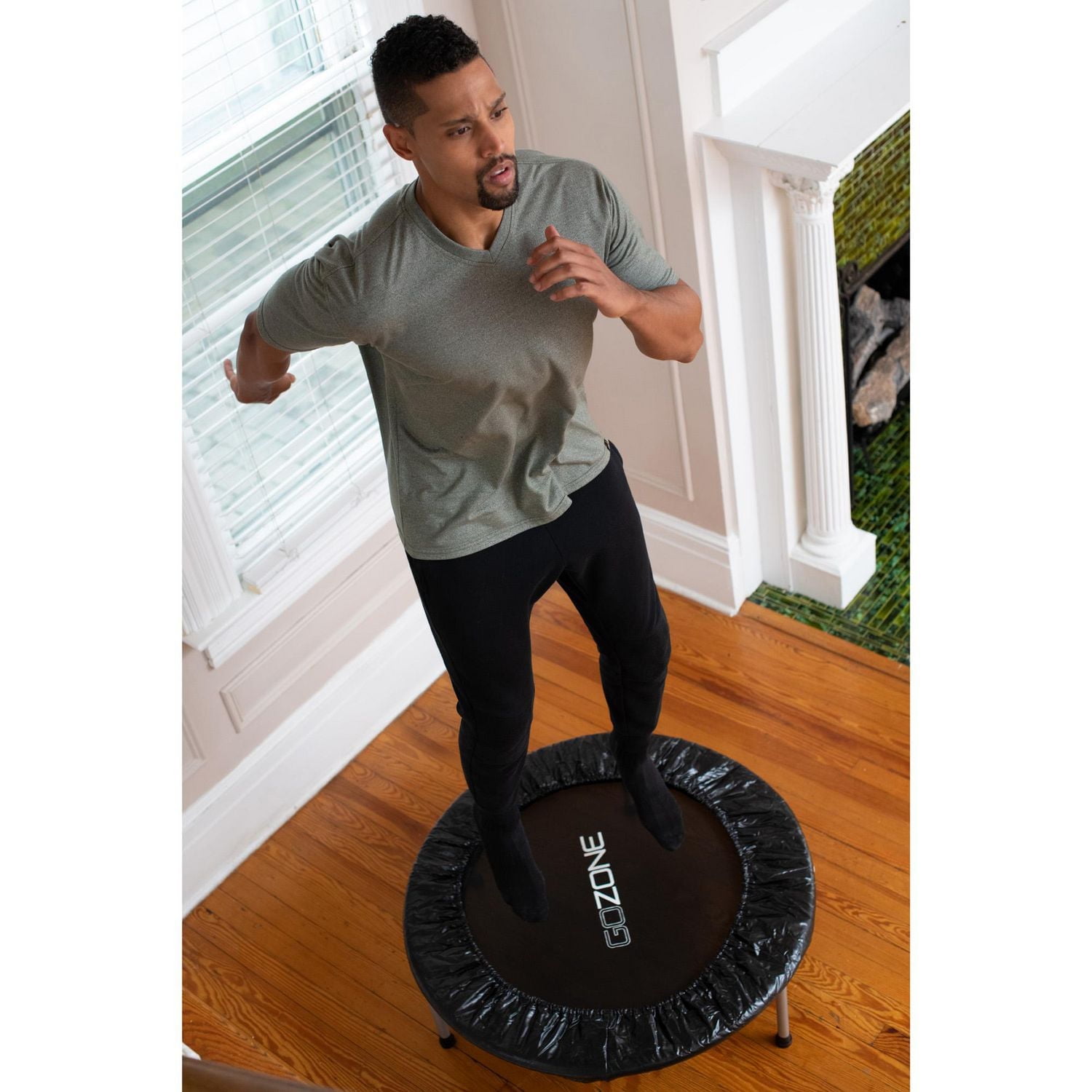 GoZone 36” Mini Fitness Trampoline – Black, With padded frame cover