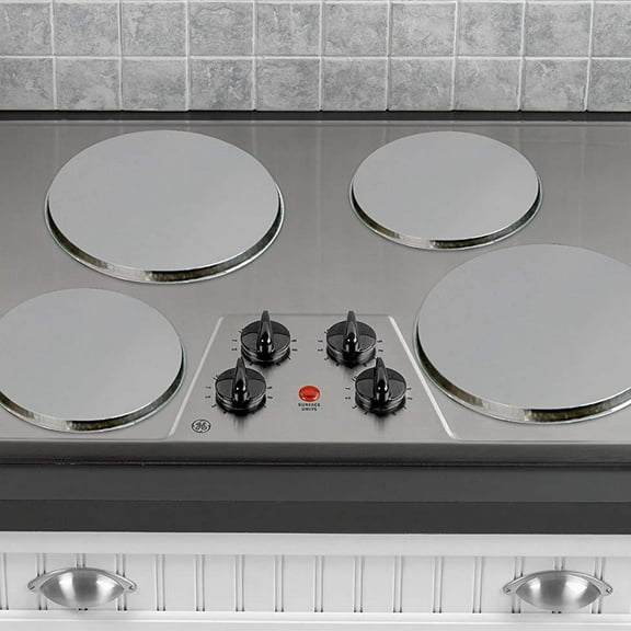 STOBOK 4Pcs Stainless Steel Round Stove Burner Cover Stove Liner for Kitchen Counter Space Saver