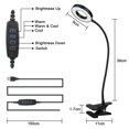 thumbnail image 2 of Lámpara de escritorio con clip, luz nocturna de cama con cuello de cisne flexible de 360 ​​​​° para lectura, maquillaje, luz de relleno (negro), 2 of 5