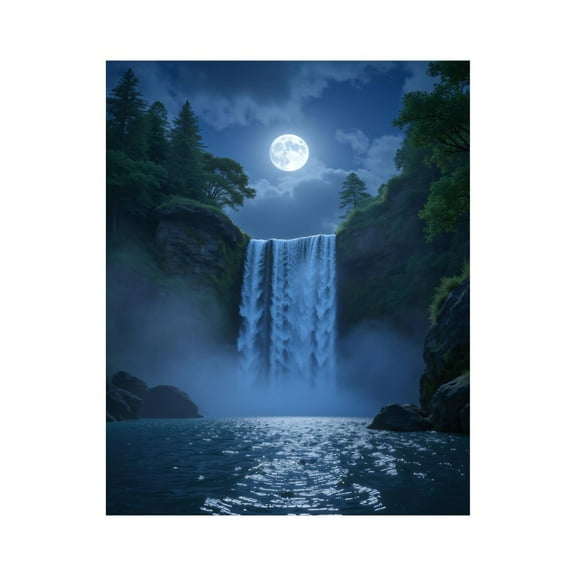 Paint by Numbers Kit for Adults, Moonlit Waterfall Serenity Scene Paint by Numbers, Easy Paint by Numbers Kit for Adults Beginner, DIY Adult Paint by Number Kits on Canvas, 12x16in Home Decor