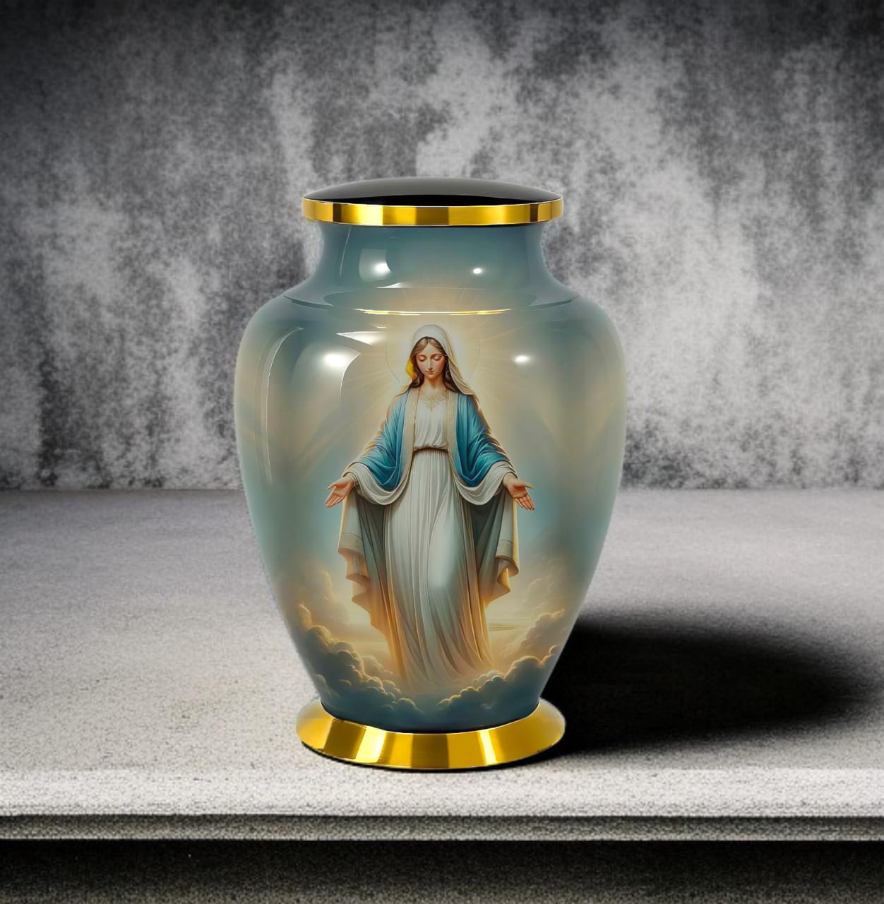 Religious Memorial Cremation Urn For Human Ashes - Adult Sized Urn For Ashes - Holds Upto 200 Cu In with Velvet Bag