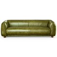 thumbnail image 3 of Maylo Mid Century Modern Luxury Italian Leather Couch in Green, 3 of 7