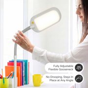 Brightech Litespan Slim LED Lamp, Modern Floor Reading Lamp Over Chair for Living Rooms & Offices, Tall Lamp with Adjustable Gooseneck, Crafts Work Light, Dimmable Standing Lamp for Bedroom - White