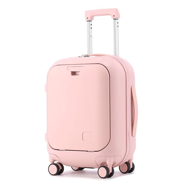 KLQDZMS ABS + maleta para PC con apertura frontal, maleta de embarque para ordenador portátil, cubierta de carrito con carga USB, equipaje de cabina para mujer de 18 "20" 24 pulgadas