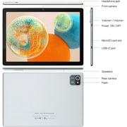AEEZO 10 inch Tablet Android 13 Tablets, Quad-Core Tablet PC, 6GB RAM, 64GB ROM, 128GB Expand, 5000mAh, 1280x800 HD Touch Screen, 5MP+8MP, Wifi, Dual Camera - Silver