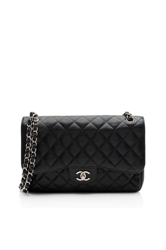 Pre-Owned Chanel Caviar Leather Classic Jumbo Double Flap Bag