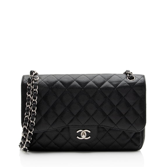 Pre-Owned Chanel Caviar Leather Classic Jumbo Double Flap Bag