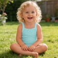 thumbnail image 3 of Paiwinds Summer Toddler Girls Sleeveless Bodysuit Scoop Neck Spaghetti Strap Bow Embossed Romper Casual Stretch Regular Fit Onesies for Baby Girls, 3 of 9