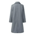 thumbnail image 6 of Women's Long Sleeve Button Down Wool Blends Thin Jacket Coat Slim Fit Warm Solid Long Overcoat With Pockets winter clothing for women, 6 of 6