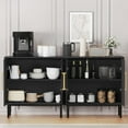 thumbnail image 6 of Modern Black Accent Storage Cabinet with Doors, Free Standing Wooden Buffet Sideboard for Bedroom, Kitchen, Home Office, 6 of 8